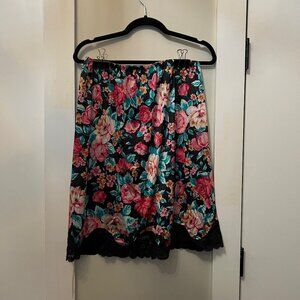 Vintage Vanity Fair Nylon Floral Midi Skirt, Size 24in